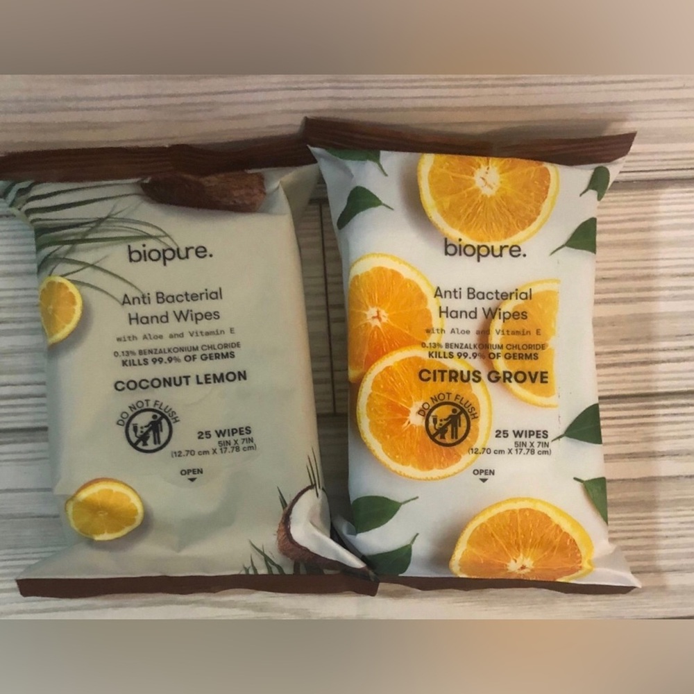 Biopure Antibacterial Hand Wipes Citrus & Coconut 2-Pack